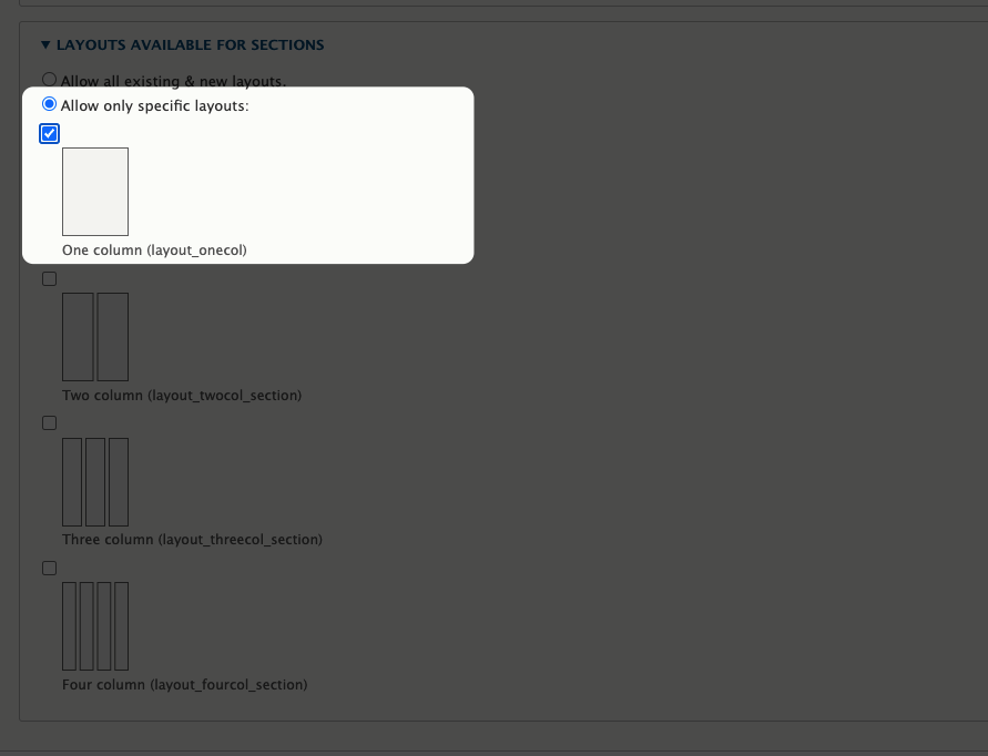 Allow only specific layouts